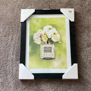 NWT Fairchild Paris Chanel Bottle w/ Pearls & White Roses Framed Print